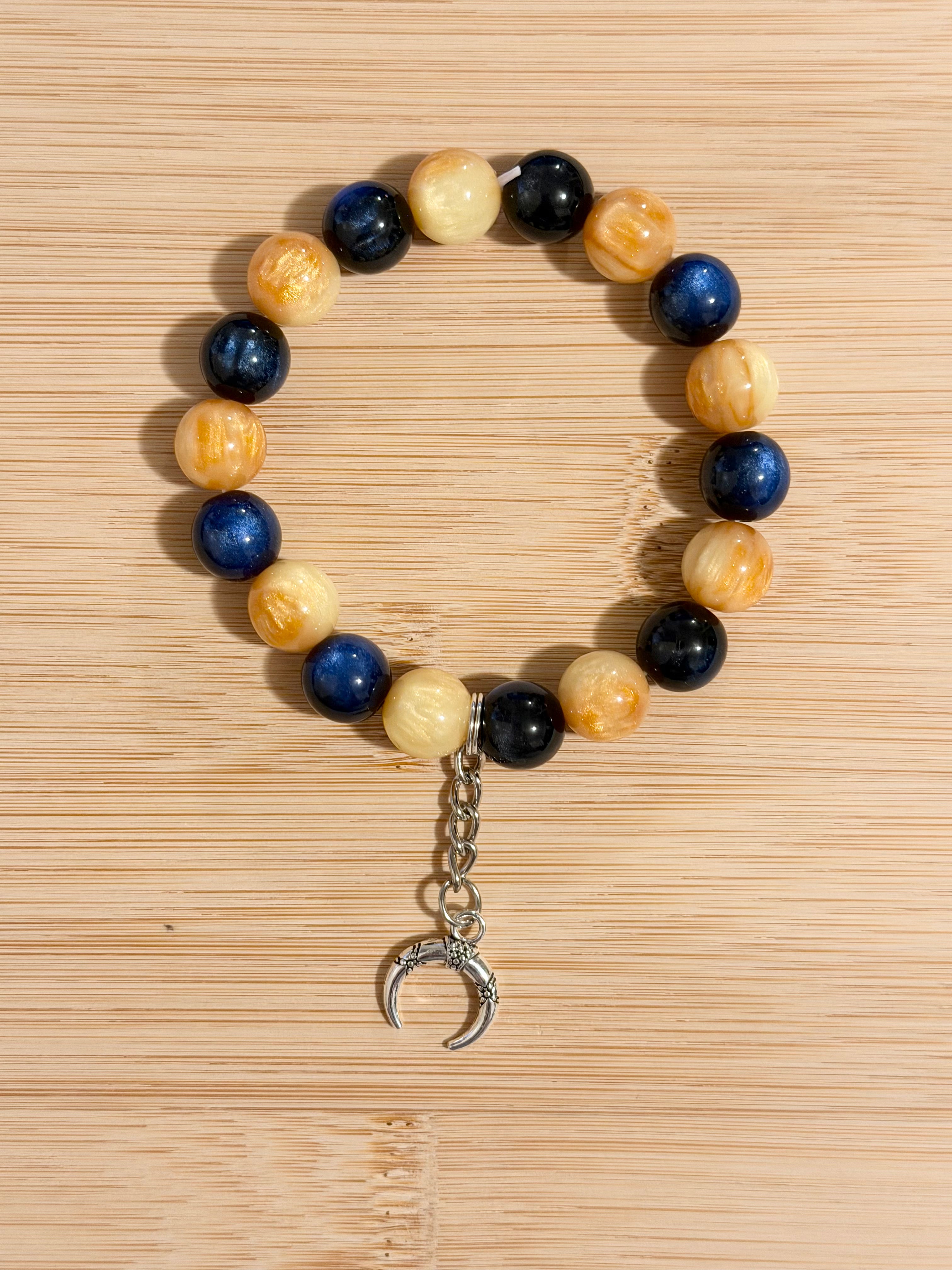 Blue/ Gold Moon Crescent Bracelet