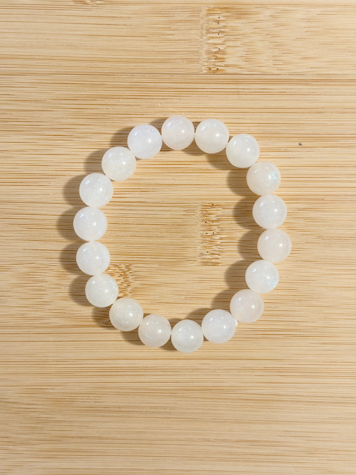 White Moonstone Cat's Eye Beaded Bracelet
