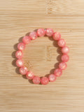 Coral Rose Iridescent Beaded Bracelet