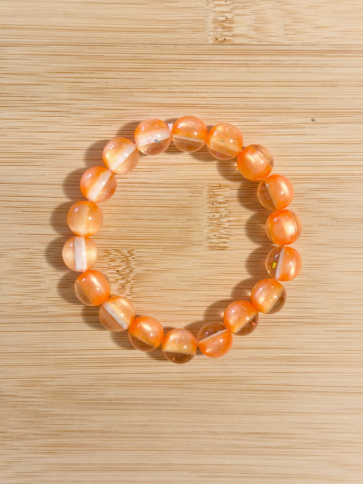 Tangerine Cat's Eye Beaded Bracelet