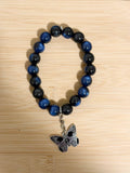 Blue/ Black Skull Butterfly Bracelet