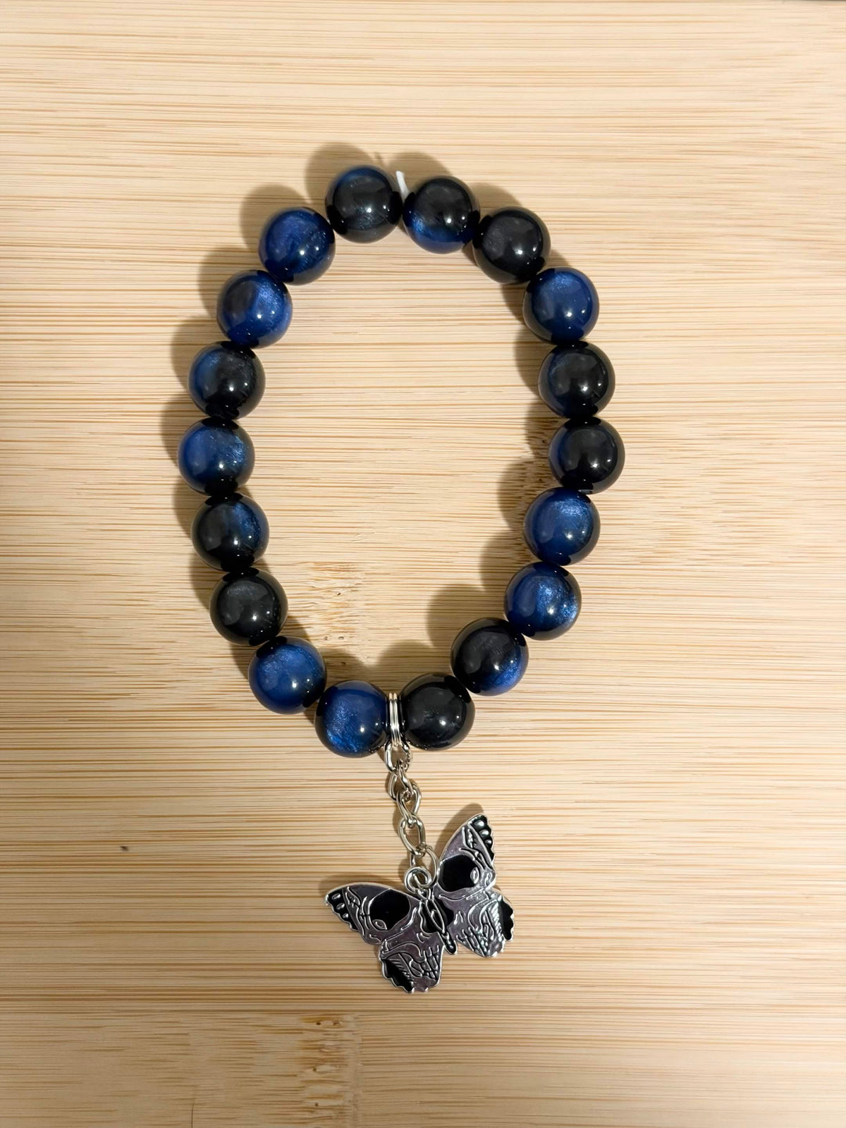 Blue/ Black Skull Butterfly Bracelet